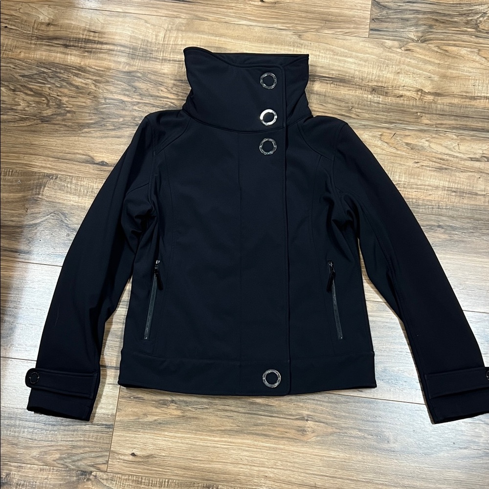 LULULEMON | Audrey VERY RARE black soft shell fleece lined moto/asymm jacket